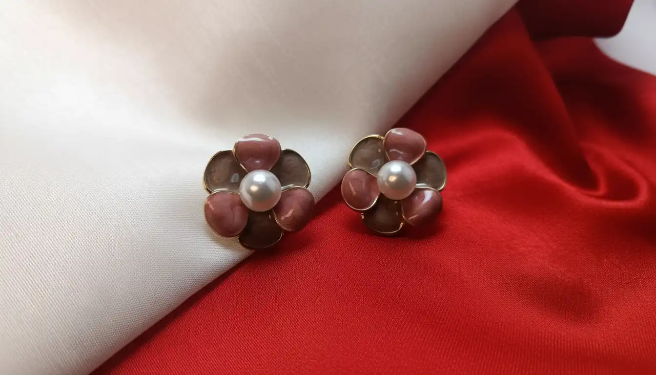 Floral Pearl Stud Earrings